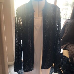Black lace long sleeve blouse with buttons